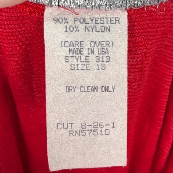 Vintage NWT Deadstock Red 80's Ruffle Sleeve Bodycon Mini Dress Size: 13 - Picture 10 of 10